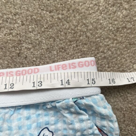 Life is Good Pajama Set Womens Medium Tee and Shorts Blue Seersucker Popsicles - Picture 10 of 12